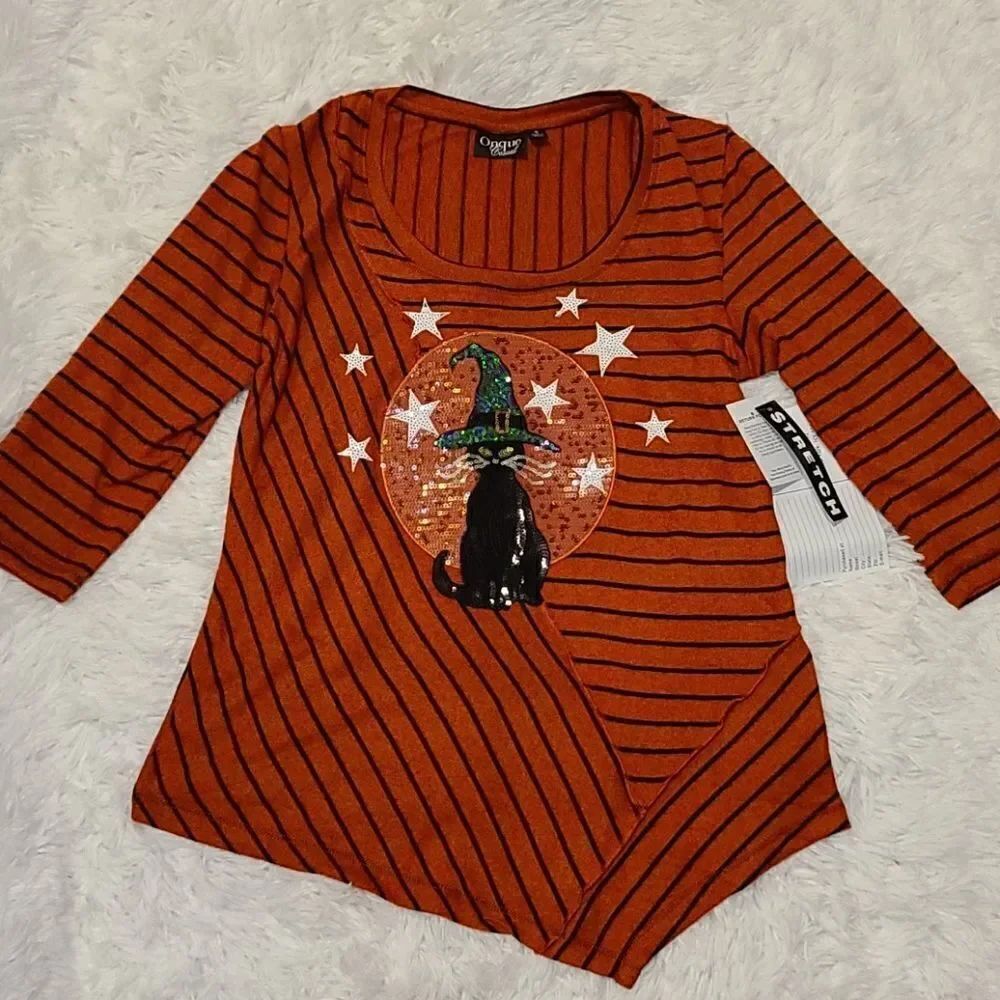 NEW Halloween Black Cat Onque Casual Top